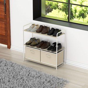 New Elegant Beige 3-Tier Closet Storage with 2 Dra